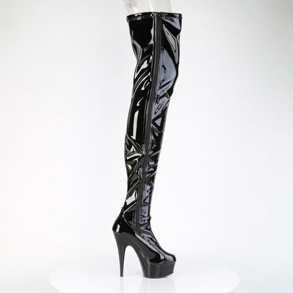 Pleaser Women's Platform Shoes DELIGHT-4050 Blk Str Pat/Blk