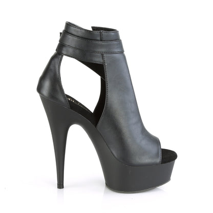 Pleaser Bottines pour femmes DELIGHT-600-10 Blk Faux Cuir / Blk Matte