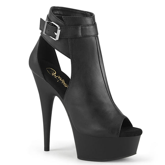 Pleaser Bottines pour femmes DELIGHT-600-10 Blk Faux Cuir / Blk Matte