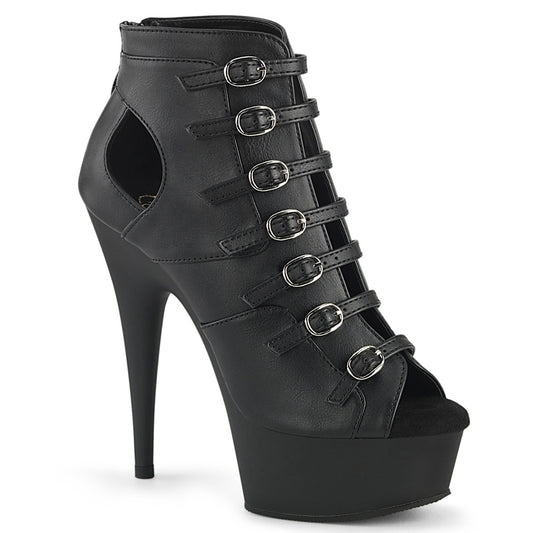 Pleaser   DELIGHT-600-11 Blk Faux Leather / Blk Matte