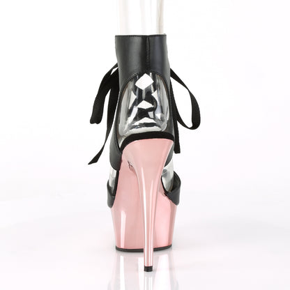 Pleaser Sandales pour femmes DELIGHT-600-14 Blk Faux Cuir / Rose Or Chrome