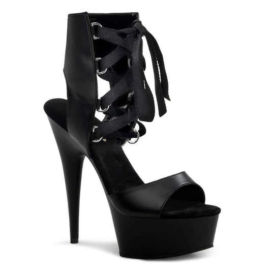 Pleaser Sandales pour femmes DELIGHT-600-14 Blk Faux Cuir / Blk