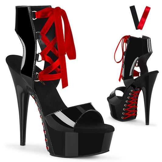 Pleaser Sandales pour femmes DELIGHT-600-14fh blk pat / blk