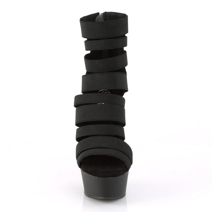 Pleaser Sandales pour femmes DELIGHT-600-17 BLK BANDE ELASTIQUE / BLK MATTE