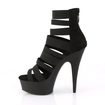 Pleaser Sandales pour femmes DELIGHT-600-17 BLK BANDE ELASTIQUE / BLK MATTE