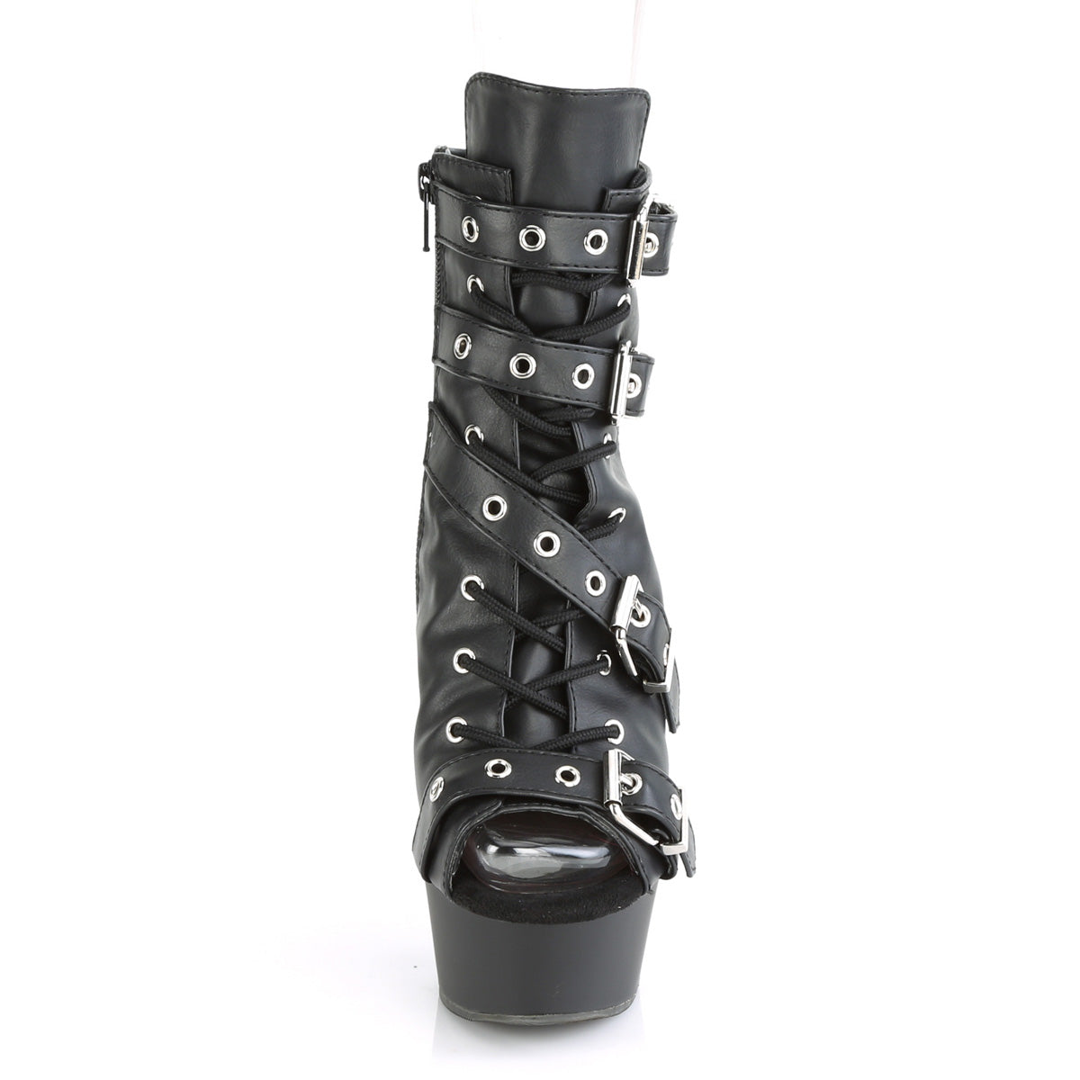 Pleaser Bottines pour femmes DELIGHT-600-19 BLK FAUX CUIR / BLK MATTE