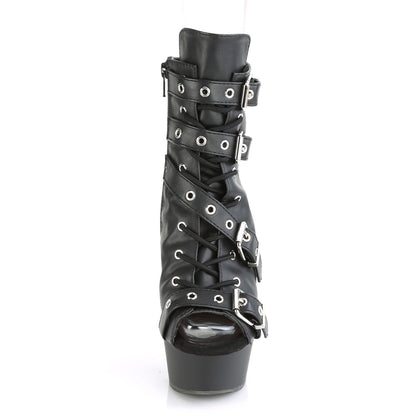 Pleaser Bottines pour femmes DELIGHT-600-19 BLK FAUX CUIR / BLK MATTE