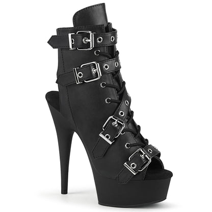 Pleaser Bottines pour femmes DELIGHT-600-19 BLK FAUX CUIR / BLK MATTE