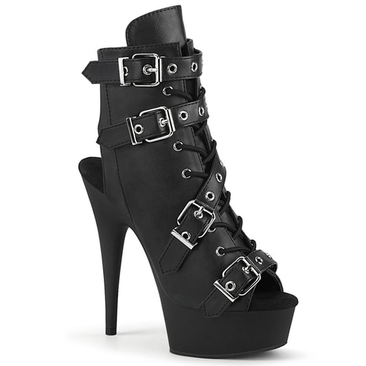 Pleaser Womens Ankle Boots DELIGHT-600-19 Blk Faux Leather/Blk Matte