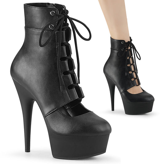 Pleaser Bottines pour femmes DELIGHT-600-21 BLK FAUX CUIR / BLK MATTE