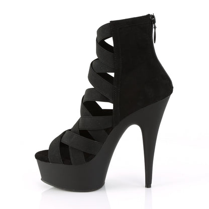 Pleaser Sandales pour femmes DELIGHT-600-24 BLK ÉLASTIQUE BAND-FAUX SUDE / BLK MATTE