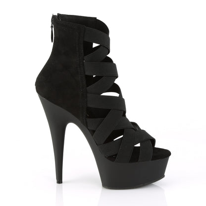 Pleaser Sandales pour femmes DELIGHT-600-24 BLK ÉLASTIQUE BAND-FAUX SUDE / BLK MATTE