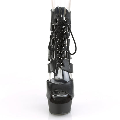 Pleaser Womens Sandals DELIGHT-600-31 Blk Faux Leather/Blk Matte