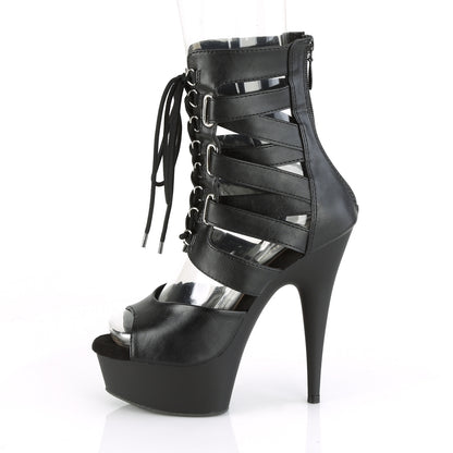 Pleaser Womens Sandals DELIGHT-600-31 Blk Faux Leather/Blk Matte