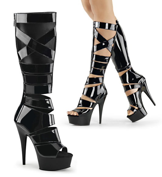 Pleaser Bottes pour femmes DELIGHT-600-49 blk str pat / blk