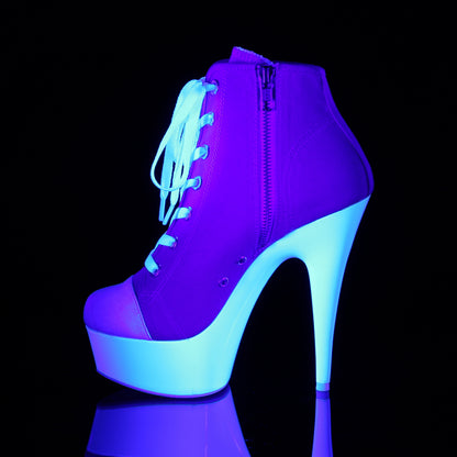 Pleaser Sandales pour femmes DELIGHT-600sk-02 toile rose / néon blanc