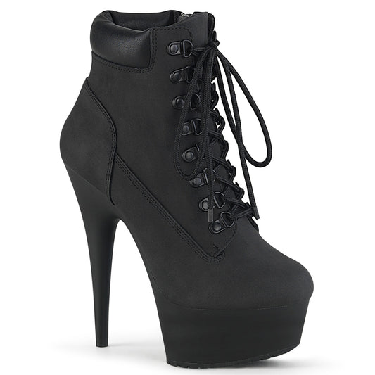 Pleaser Bottines pour femmes DELIGHT-600TL-02 Blk Nubuck Faux Cuir / Blk Matte