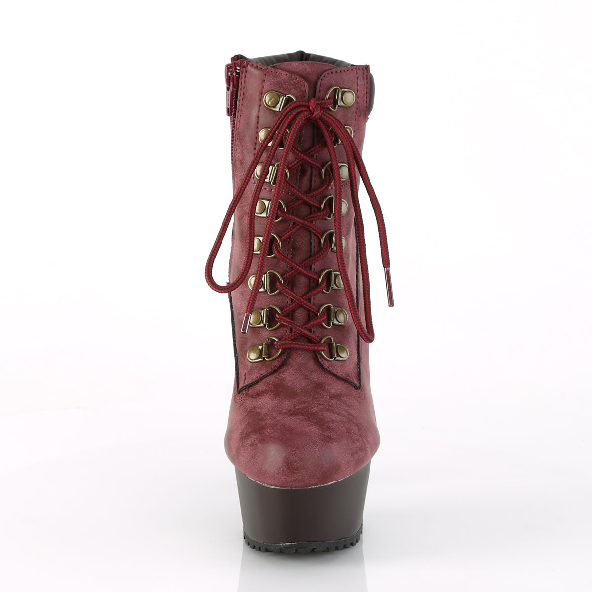 Pleaser Bottines pour femmes DELIGHT-600TL-02 Bourgogne Nubuck Faux Cuir / D.Brown Matte