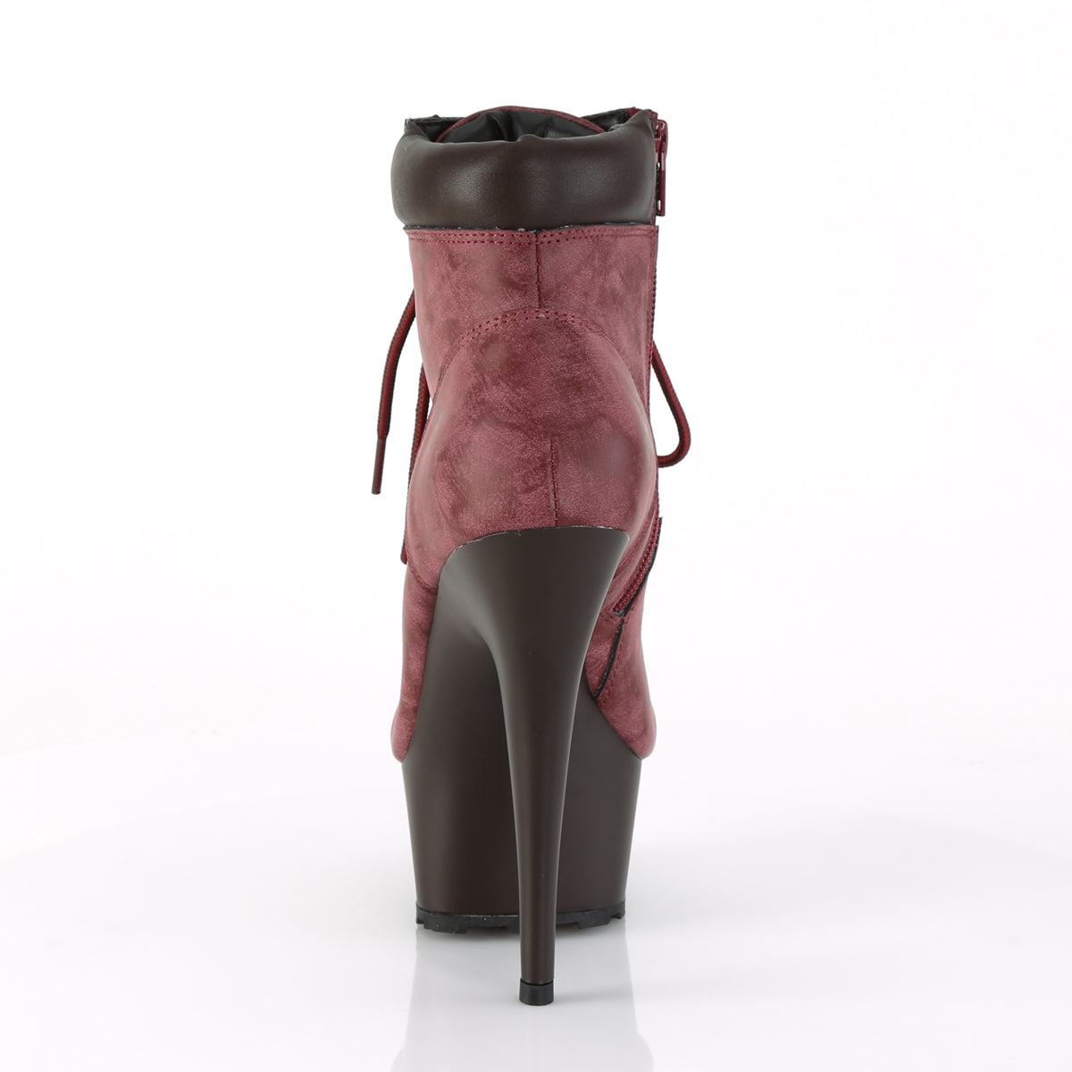 Pleaser Bottines pour femmes DELIGHT-600TL-02 Bourgogne Nubuck Faux Cuir / D.Brown Matte