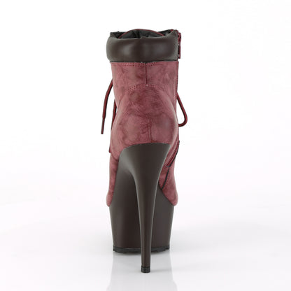 Pleaser Bottines pour femmes DELIGHT-600TL-02 Bourgogne Nubuck Faux Cuir / D.Brown Matte