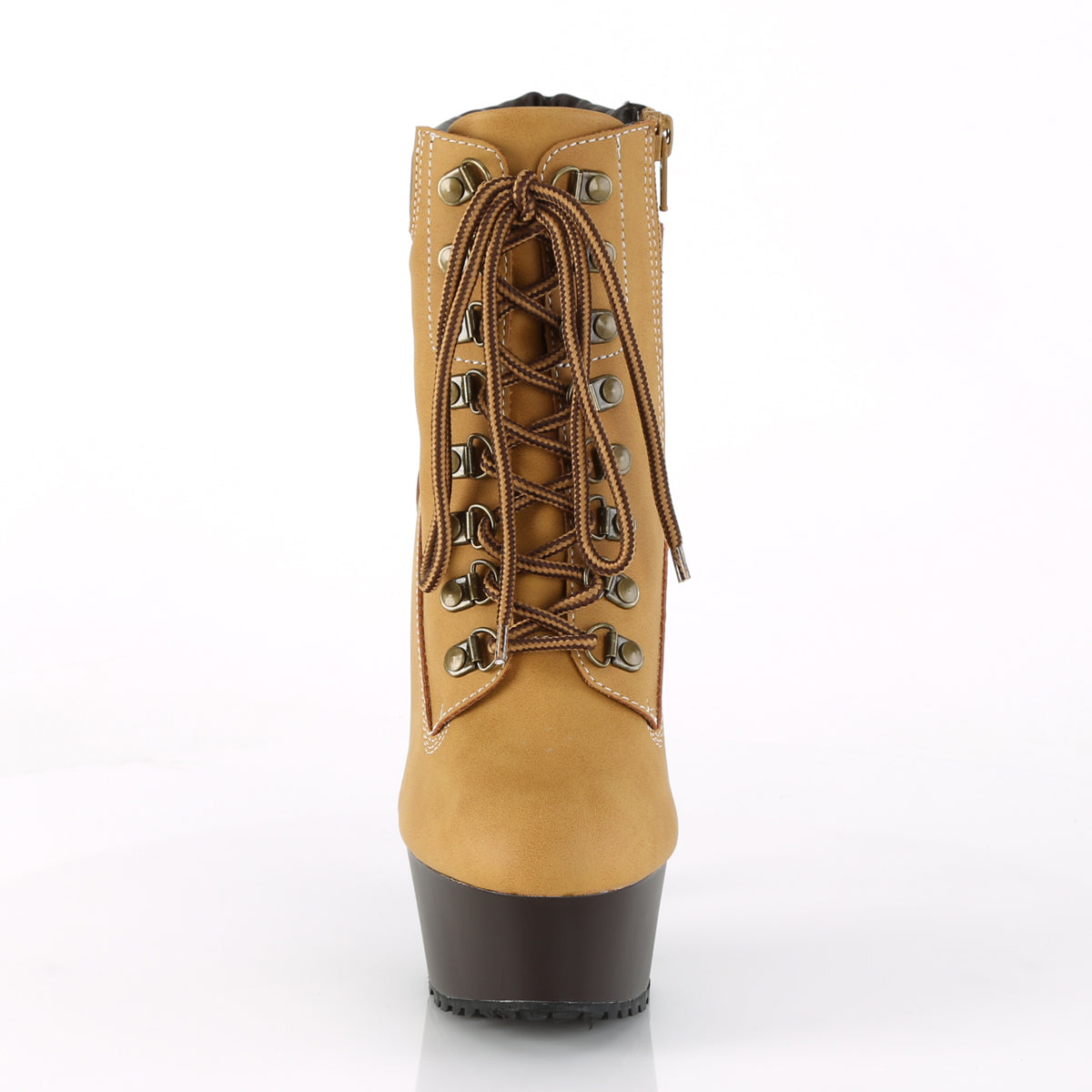 Pleaser Bottines pour femmes DELIGHT-600TL-02 TAN Nubuck Faux Cuir / Dark Brown Mat