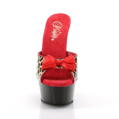 Pleaser Sandales pour femmes DELIGHT-601-6 TAN Léopard Imprimer Faux Cuir / Blk