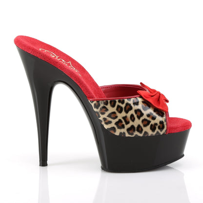 Pleaser Sandales pour femmes DELIGHT-601-6 TAN Léopard Imprimer Faux Cuir / Blk
