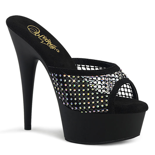 Pleaser  Des sandales DELIGHT-601-6rm BLK FAUX SUEDE-RS MESH / BLK MATTE