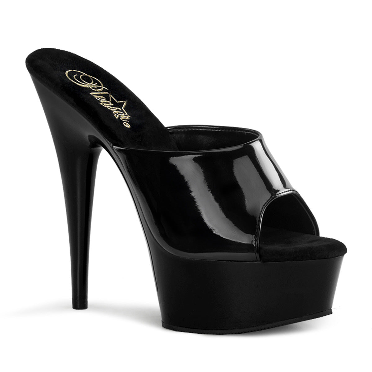 Pleaser Sandales pour femmes DELIGHT-601 BLK PAT / BLK