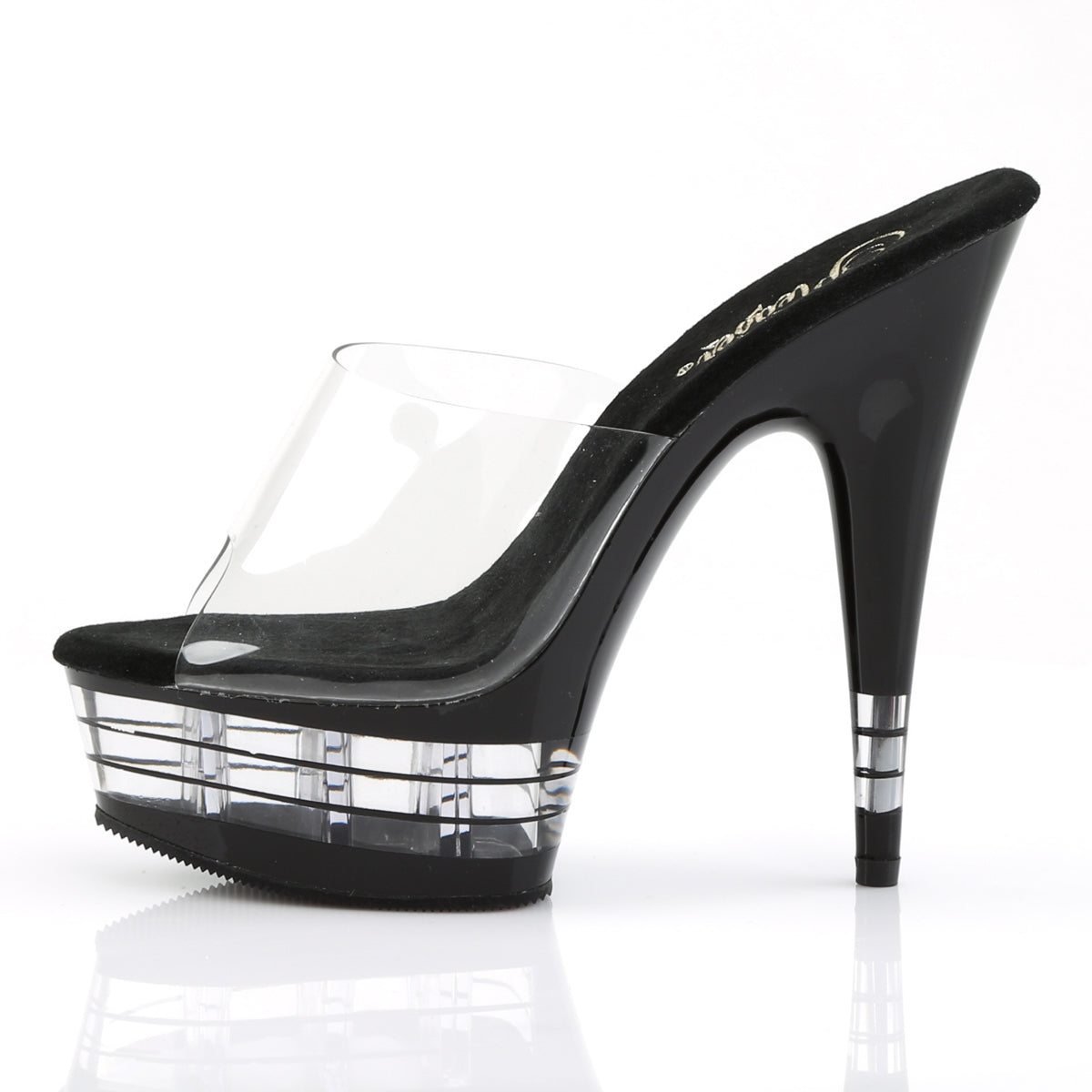 Pleaser Sandales pour femmes DELIGHT-601ln CLR / BLK