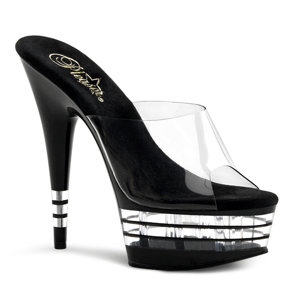 Pleaser Sandales pour femmes DELIGHT-601ln CLR / BLK