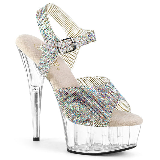 Pleaser Women's Platform Shoes DELIGHT-608N-RS Slv AB RS-TPU/Clr