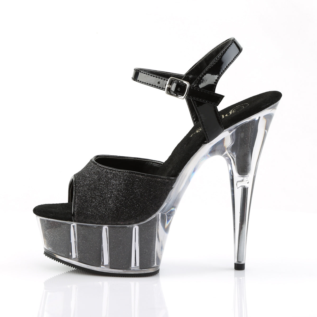 Pleaser Sandales pour femmes DELIGHT-609-5G BLK GLTR / BLK GLTR