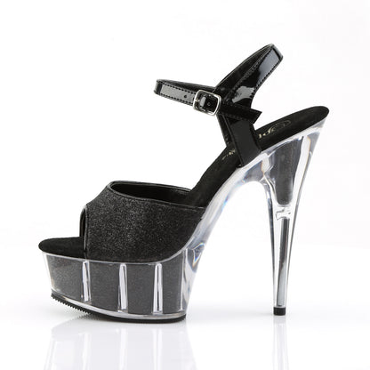 Pleaser Sandales pour femmes DELIGHT-609-5G BLK GLTR / BLK GLTR