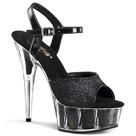 Pleaser Sandales pour femmes DELIGHT-609-5G BLK GLTR / BLK GLTR