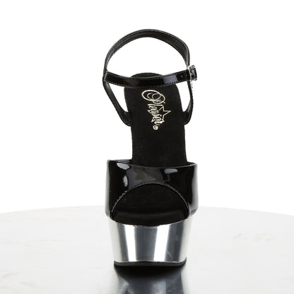 Pleaser Sandales pour femmes DELIGHT-609 blk / slv chrome