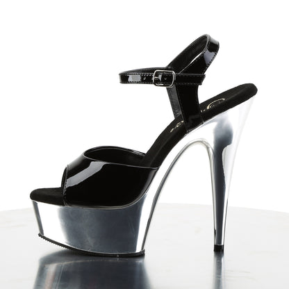 Pleaser Sandales pour femmes DELIGHT-609 blk / slv chrome