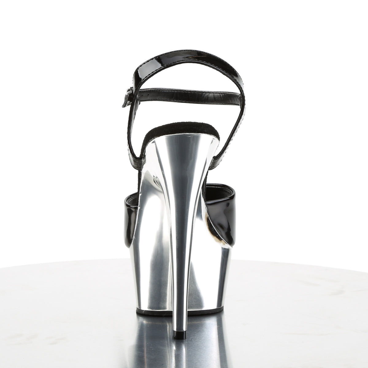 Pleaser Womens Sandals DELIGHT-609 Blk/Slv Chrome