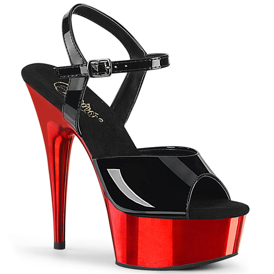 Pleaser Sandales pour femmes DELIGHT-609 blk pat / rouge chrome
