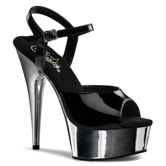Pleaser Sandales pour femmes DELIGHT-609 blk / slv chrome