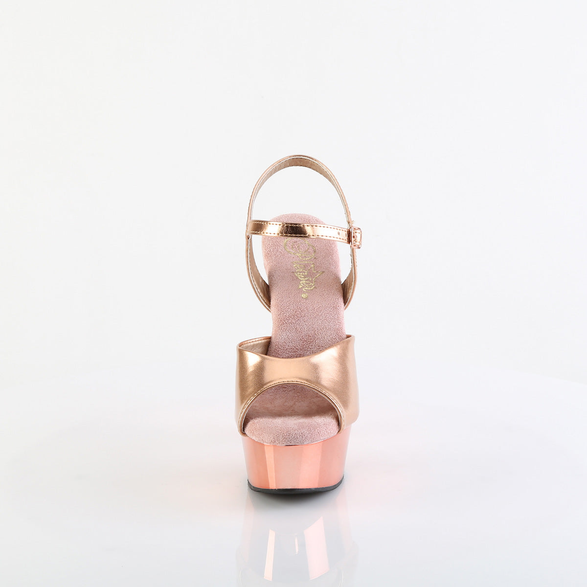 Pleaser Sandales pour femmes DELIGHT-609 Rose Gold rencontré. Chrome en PU / rose