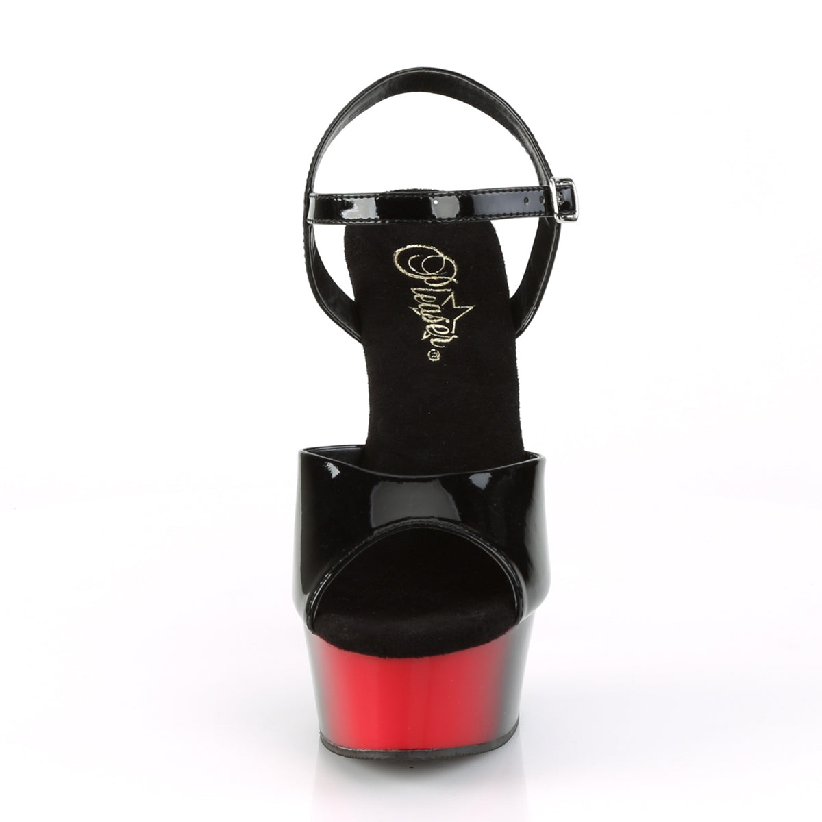 Pleaser Sandales pour femmes DELIGHT-609BR BLK PAT / RED-BLK