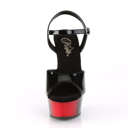Pleaser Sandales pour femmes DELIGHT-609BR BLK PAT / RED-BLK