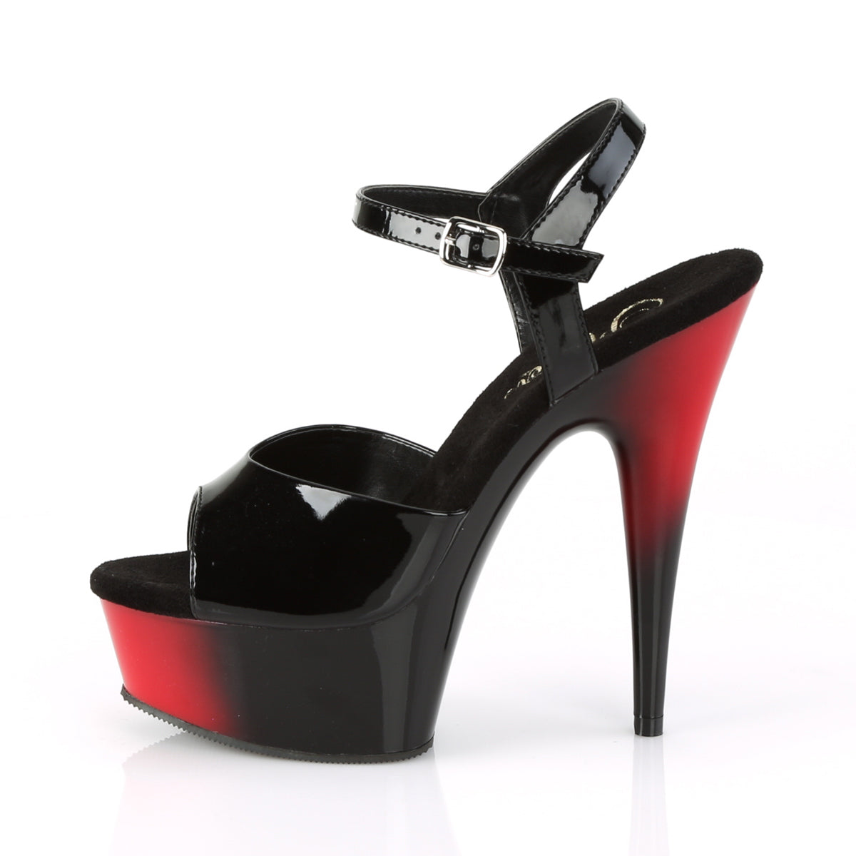 Pleaser Sandales pour femmes DELIGHT-609BR BLK PAT / RED-BLK