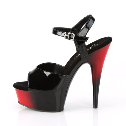 Pleaser Sandales pour femmes DELIGHT-609BR BLK PAT / RED-BLK