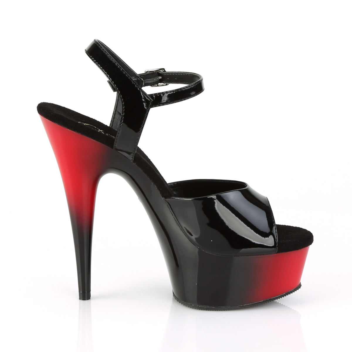 Pleaser Sandales pour femmes DELIGHT-609BR BLK PAT / RED-BLK