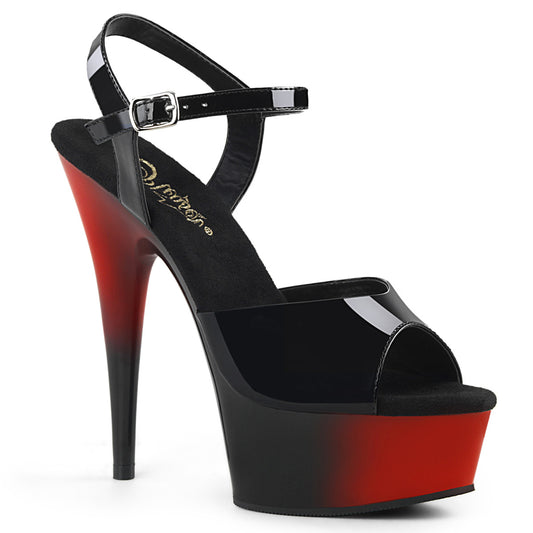 Pleaser Sandales pour femmes DELIGHT-609BR BLK PAT / RED-BLK