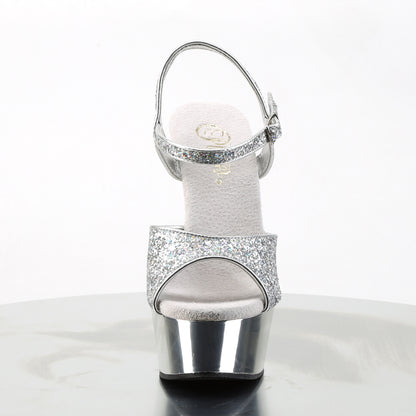 Pleaser Sandales pour femmes DELIGHT-609g SLV Multi GLTR / SLV Chrome