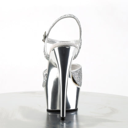 Pleaser Sandales pour femmes DELIGHT-609g SLV Multi GLTR / SLV Chrome