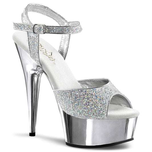 Pleaser Sandales pour femmes DELIGHT-609g SLV Multi GLTR / SLV Chrome